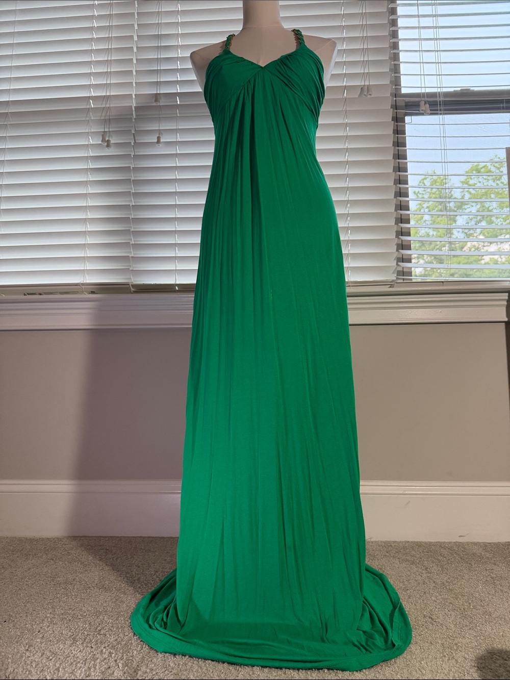 Arden B Emerald Green Halter Maxi Dress